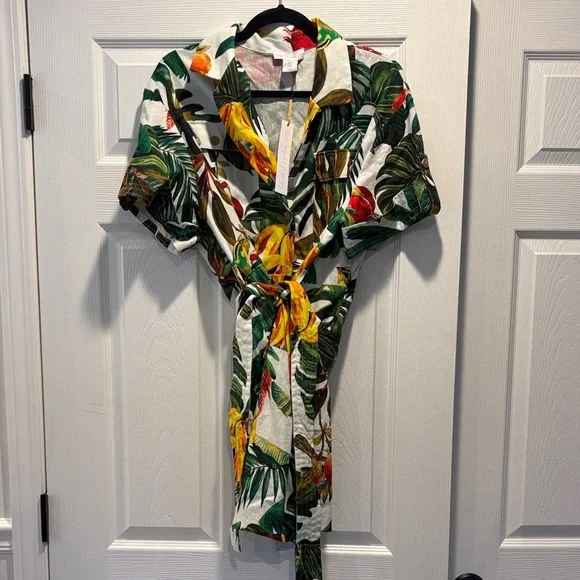House of Harlow 1960 Tropical Print Dress - Green, Yellow, Red - Picture 1 of 4